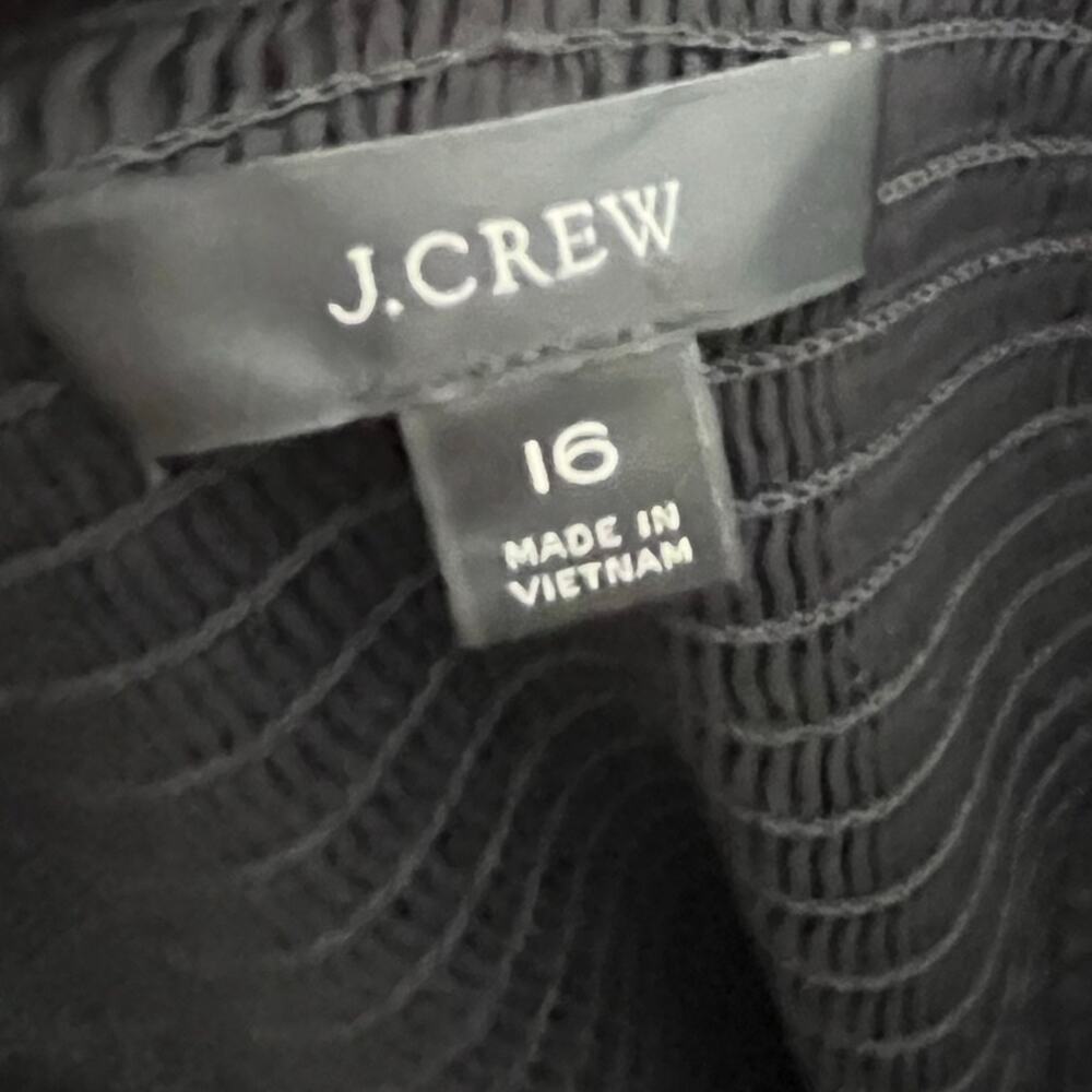 J. Crew Button Front Eyelet Midi Dress Womens 16 Black Cotton Summer Smocked - Picture 6 of 8